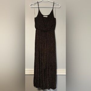 Lush Black and Gold Glitter Striped Maxi Dress (Size: XS)